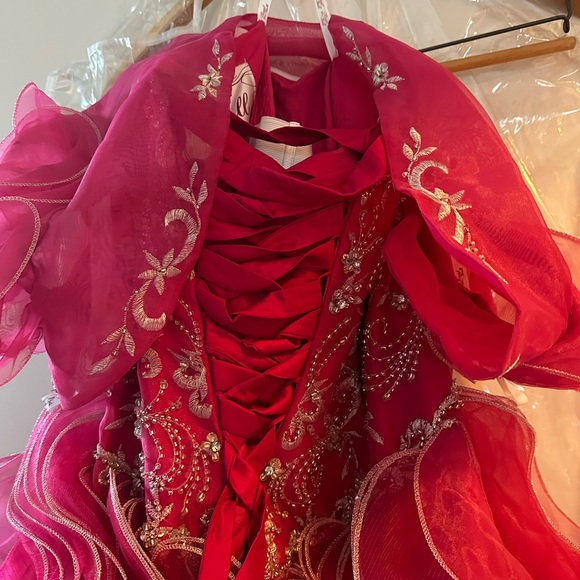 Pink Royal Ball Girls Gown Size 10 with jacket and slip like new - Picture 6 of 10